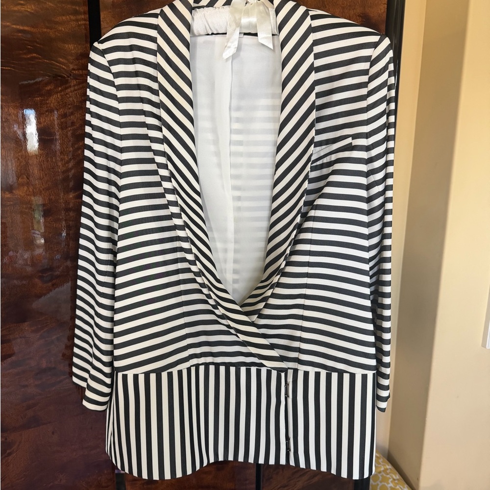 Veronica Beard Black and White Striped Blazer